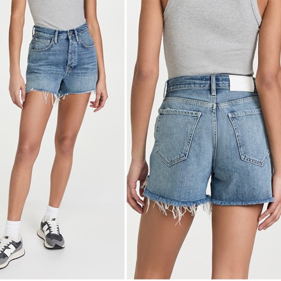 NWT 7 For All Mankind Easy Ruby Cut Off Shorts in Spruce Rigid - Picture 1 of 11